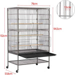 132cm Large Rolling Mobile Bird Cage Birdcage Finch Aviary Parrot Animals Playtop Stand Canary Finch - Pet And Farm 