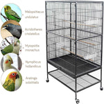 132cm Large Rolling Mobile Bird Cage Birdcage Finch Aviary Parrot Animals Playtop Stand Canary Finch - Pet And Farm 