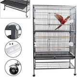 132cm Large Rolling Mobile Bird Cage Birdcage Finch Aviary Parrot Animals Playtop Stand Canary Finch - Pet And Farm 