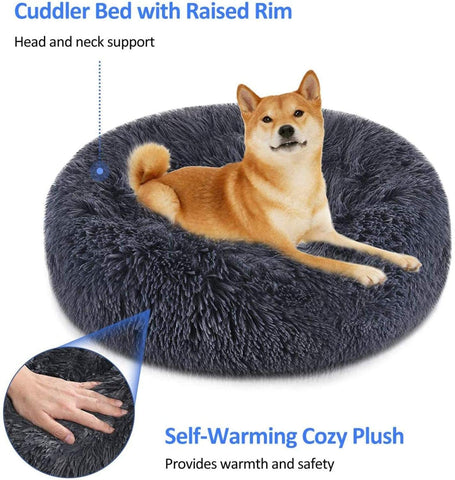 Soft Dog Bed Round Washable Plush Pet Kennel Cat Bed Mat Sofa Medium 60cm - Pet And Farm 