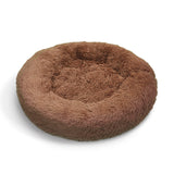 Pet Dog Bedding Warm Plush Round Comfortable Dog Nest Light Coffee Large 90cm - Pet And Farm 