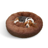 Pet Dog Bedding Warm Plush Round Comfortable Nest Sleeping kennel Coffee M 70cm - Pet And Farm 