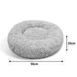 Pet Dog Bed Bedding Warm Plush Round Comfortable Dog Nest Light Grey Large 90cm Large - Pet And Farm 