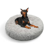 Pet Dog Bed Bedding Warm Plush Round Comfortable Dog Nest Light Grey Large 90cm Large - Pet And Farm 