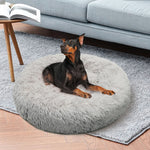 Pet Dog Bed Bedding Warm Plush Round Comfortable Dog Nest Light Grey Large 90cm Large - Pet And Farm 