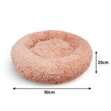 Pet Dog Bedding Warm Plush Round Comfortable Nest Comfy Sleeping kennel Pink Large 90cm - Pet And Farm 