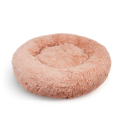 Pet Dog Bedding Warm Plush Round Comfortable Nest Comfy Sleep kennel Pink M 70cm - Pet And Farm 