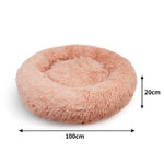 Pet Dog Bedding Warm Plush Round Comfortable Nest Comfy Sleep kennel Pink XL 100 - Pet And Farm 