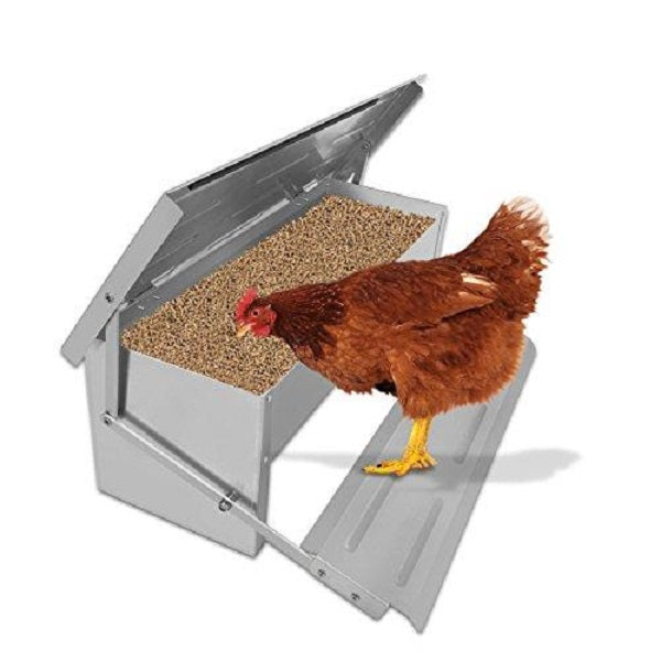 Poultry Metal Automatic Treadle Trough Poultry Feeder 5kg – Pet And Farm