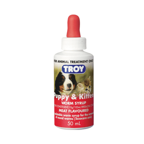 TROY Puppy And Kitten Worm Syrup 50ml - Pet And Farm 