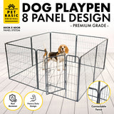 Pet Basic 8 Panel Pet Playpen Exercise Enclosure Cage Puppy Dog 80cm x 80cm - Pet And Farm 