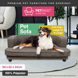 Pet Basic Pet Sofa Bed Stylish Luxurious Sturdy Washable Fabric Brown 98cm - Pet And Farm 