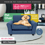 Pet Basic Pet Chair Bed Stylish Luxurious Sturdy Washable Fabric Blue 65cm - Pet And Farm 