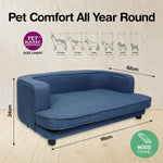 Pet Basic Pet Sofa Bed Stylish Luxurious Sturdy Washable Fabric Blue 98cm - Pet And Farm 