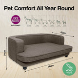 Pet Basic Pet Sofa Bed Stylish Luxurious Sturdy Washable Fabric Brown 98cm - Pet And Farm 