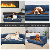 Pet Basic Pet Sofa Bed Stylish Luxurious Sturdy Washable Fabric Blue 98cm - Pet And Farm 